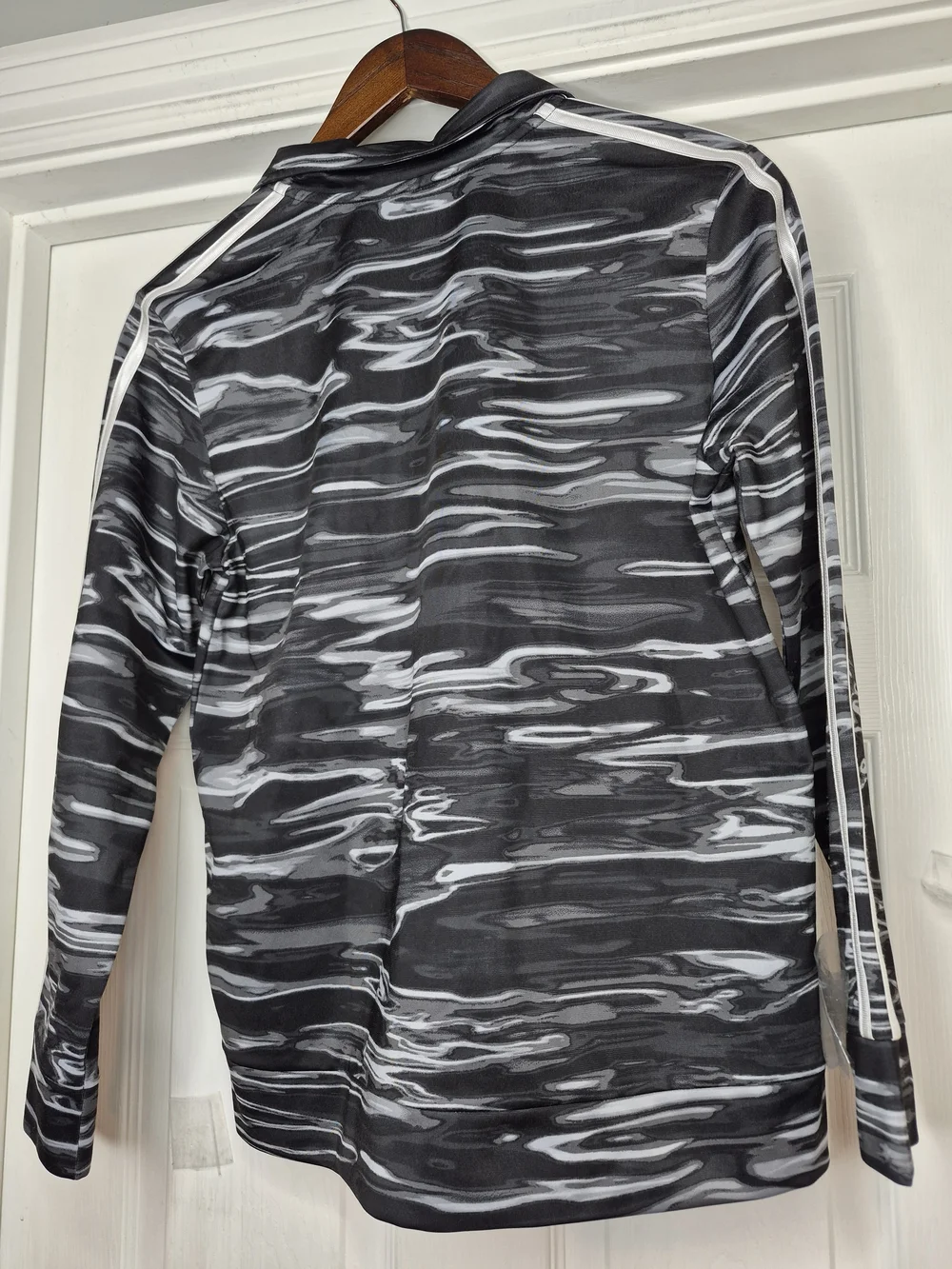 adidas Black & White Marbled Stripe Track Jacket Boys Size Large 14/16